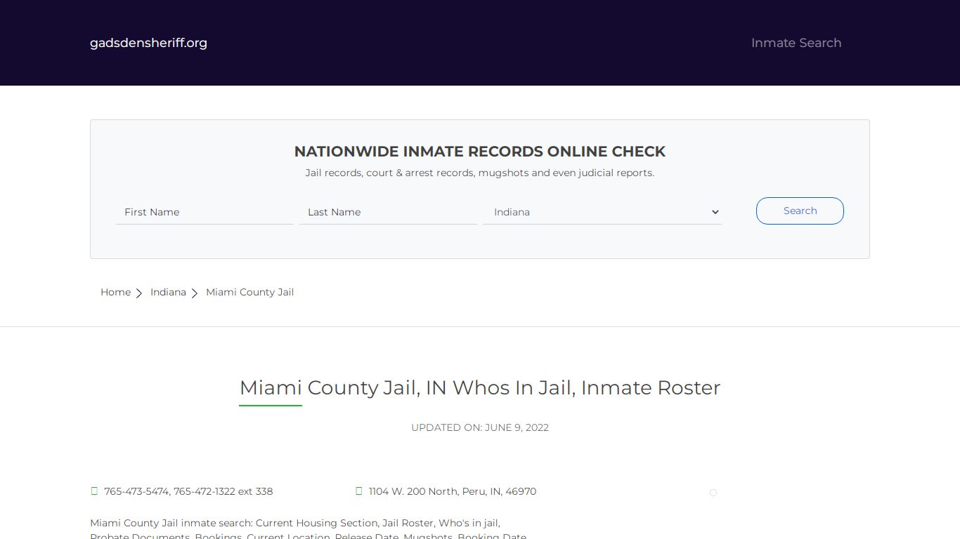 Miami County Jail, IN Whos In Jail, Inmate Roster - Gadsden County