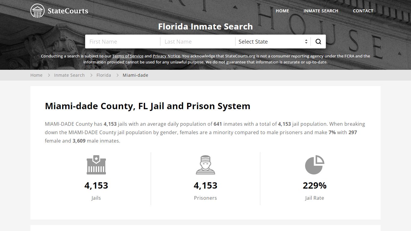 Miami-dade County, FL Inmate Search - StateCourts